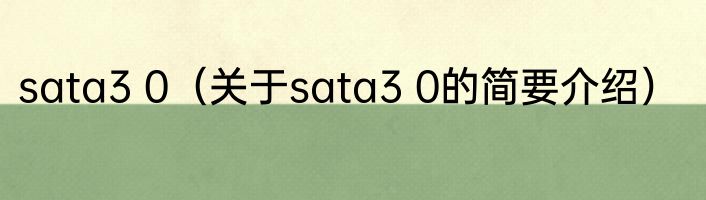 sata3 0（关于sata3 0的简要介绍）