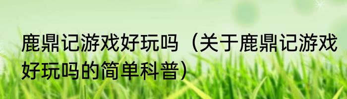 鹿鼎记游戏好玩吗（关于鹿鼎记游戏好玩吗的简单科普）