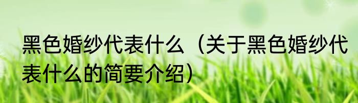 黑色婚纱代表什么（关于黑色婚纱代表什么的简要介绍）