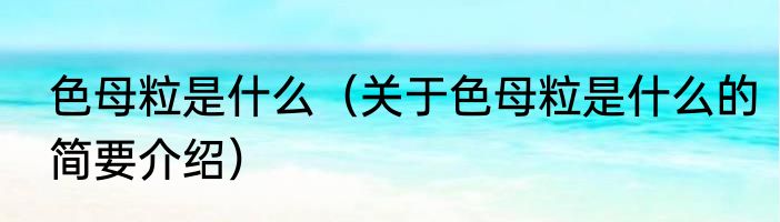 色母粒是什么（关于色母粒是什么的简要介绍）