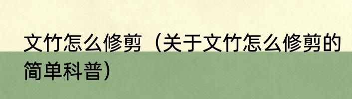 文竹怎么修剪（关于文竹怎么修剪的简单科普）
