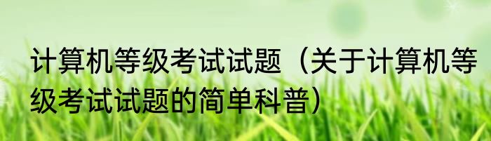 计算机等级考试试题（关于计算机等级考试试题的简单科普）