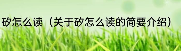 矽怎么读（关于矽怎么读的简要介绍）