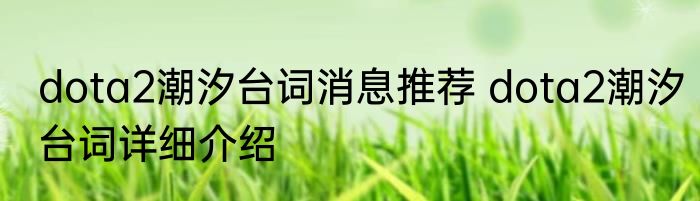 dota2潮汐台词消息推荐 dota2潮汐台词详细介绍