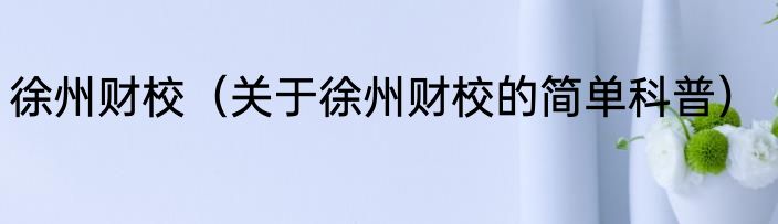 徐州财校（关于徐州财校的简单科普）