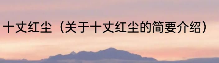 十丈红尘（关于十丈红尘的简要介绍）
