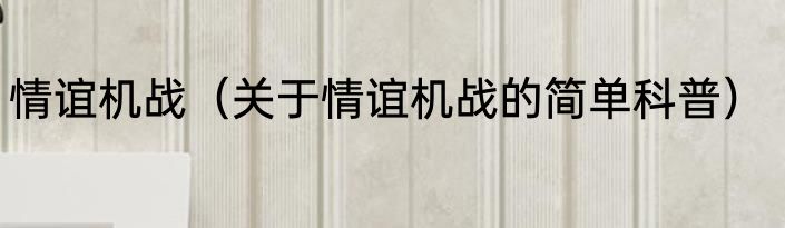 情谊机战（关于情谊机战的简单科普）