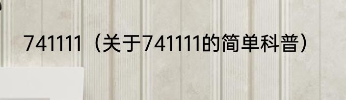 741111（关于741111的简单科普）
