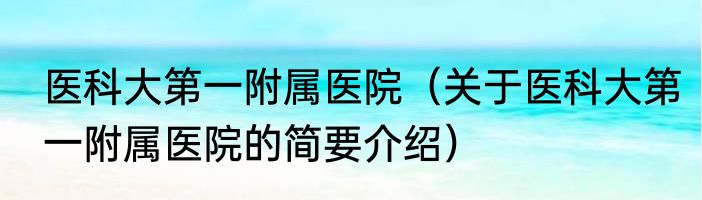 医科大第一附属医院（关于医科大第一附属医院的简要介绍）