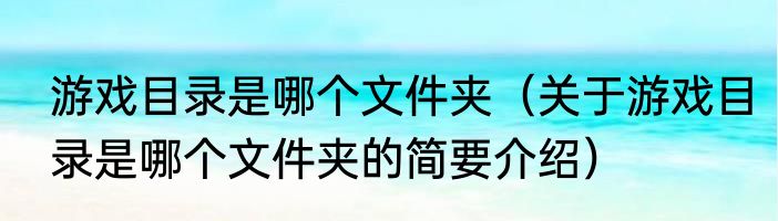 游戏目录是哪个文件夹（关于游戏目录是哪个文件夹的简要介绍）