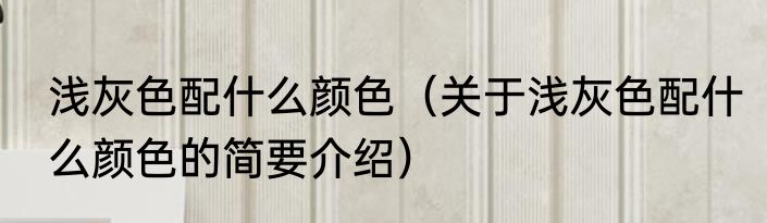 浅灰色配什么颜色（关于浅灰色配什么颜色的简要介绍）