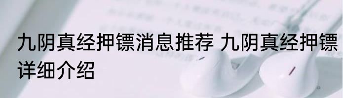 九阴真经押镖消息推荐 九阴真经押镖详细介绍