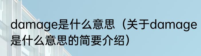 damage是什么意思（关于damage是什么意思的简要介绍）