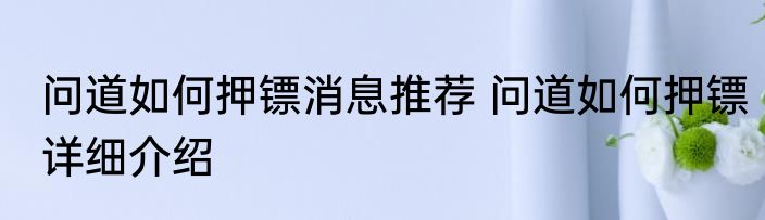 问道如何押镖消息推荐 问道如何押镖详细介绍