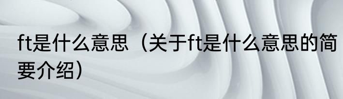 ft是什么意思（关于ft是什么意思的简要介绍）