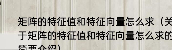 矩阵的特征值和特征向量怎么求（关于矩阵的特征值和特征向量怎么求的简要介绍）