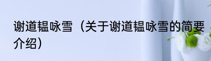 谢道韫咏雪（关于谢道韫咏雪的简要介绍）