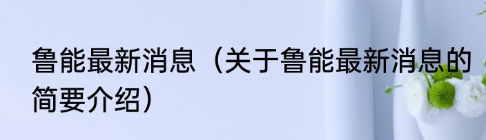 鲁能最新消息（关于鲁能最新消息的简要介绍）