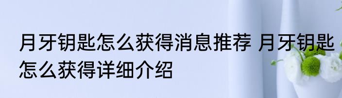 月牙钥匙怎么获得消息推荐 月牙钥匙怎么获得详细介绍