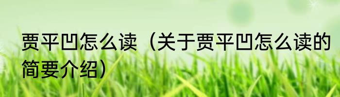 贾平凹怎么读（关于贾平凹怎么读的简要介绍）