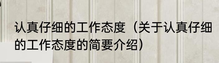 认真仔细的工作态度（关于认真仔细的工作态度的简要介绍）