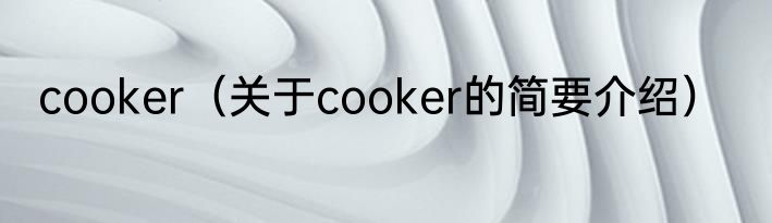 cooker（关于cooker的简要介绍）
