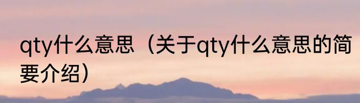 qty什么意思（关于qty什么意思的简要介绍）