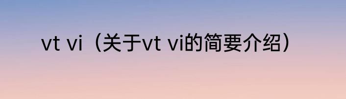 vt vi（关于vt vi的简要介绍）