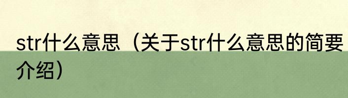 str什么意思（关于str什么意思的简要介绍）