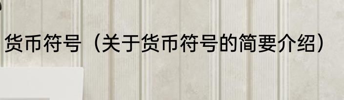 货币符号（关于货币符号的简要介绍）