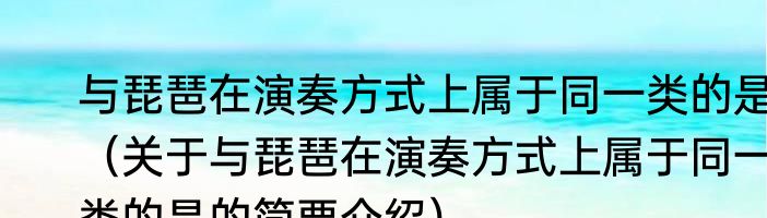 与琵琶在演奏方式上属于同一类的是（关于与琵琶在演奏方式上属于同一类的是的简要介绍）