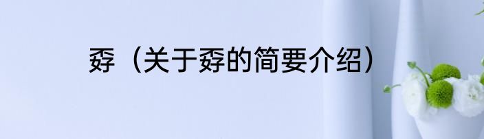 孬（关于孬的简要介绍）