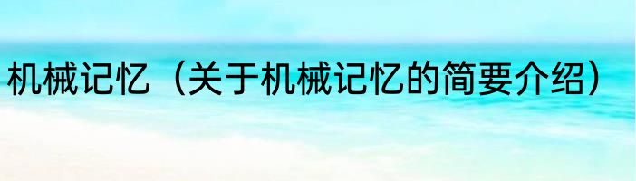 机械记忆（关于机械记忆的简要介绍）