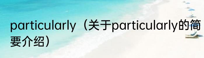 particularly（关于particularly的简要介绍）