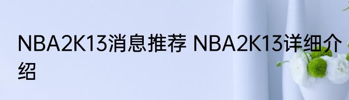 NBA2K13消息推荐 NBA2K13详细介绍