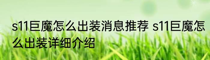 s11巨魔怎么出装消息推荐 s11巨魔怎么出装详细介绍