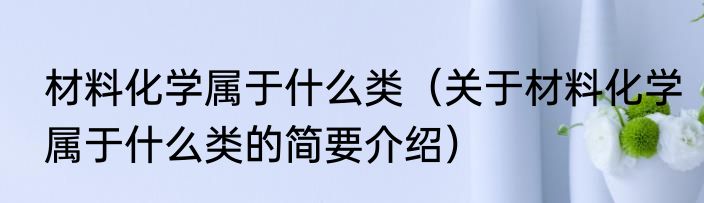 材料化学属于什么类（关于材料化学属于什么类的简要介绍）