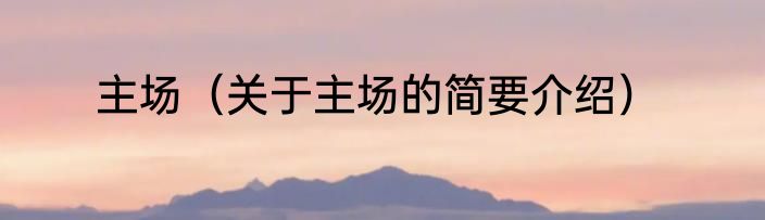 主场（关于主场的简要介绍）