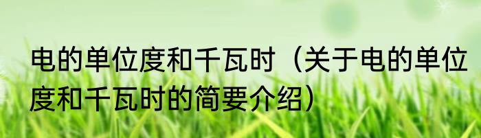 电的单位度和千瓦时（关于电的单位度和千瓦时的简要介绍）