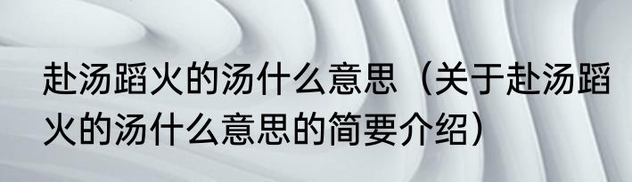 赴汤蹈火的汤什么意思（关于赴汤蹈火的汤什么意思的简要介绍）