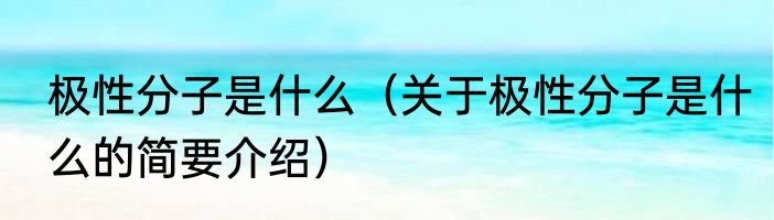 极性分子是什么（关于极性分子是什么的简要介绍）