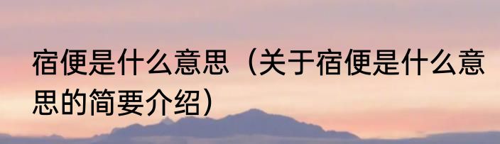 宿便是什么意思（关于宿便是什么意思的简要介绍）