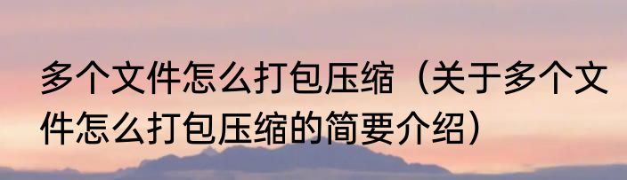 多个文件怎么打包压缩（关于多个文件怎么打包压缩的简要介绍）