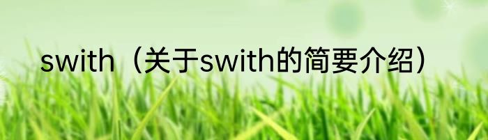 swith（关于swith的简要介绍）