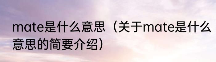 mate是什么意思（关于mate是什么意思的简要介绍）