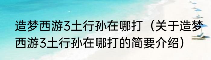 造梦西游3土行孙在哪打（关于造梦西游3土行孙在哪打的简要介绍）