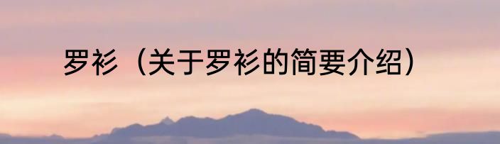 罗衫（关于罗衫的简要介绍）