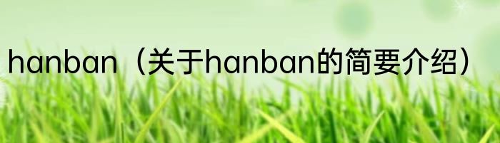 hanban（关于hanban的简要介绍）