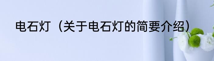 电石灯（关于电石灯的简要介绍）