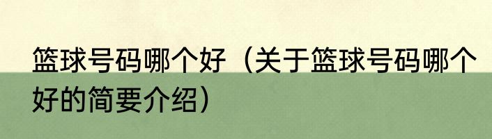 篮球号码哪个好（关于篮球号码哪个好的简要介绍）
